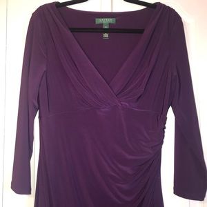 Lauren Ralph Lauren Deep Purple V Neck Dress Size 12